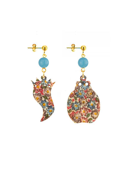 Orecchini Corno E Coccinella Mini Celeste Sfumato - Lebole Maison