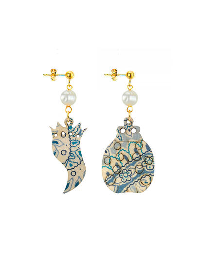 Orecchini Corno E Coccinella Mini Perla - Lebole Maison