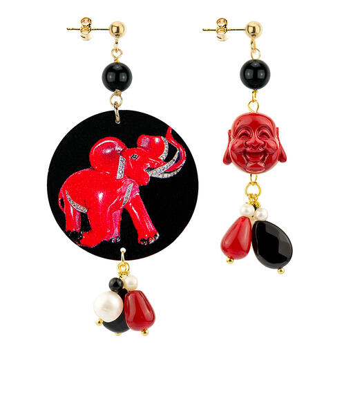 Orecchini Circle Classico Elefante Gioiello Nero - Lebole Maison