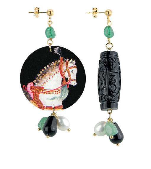 Orecchini Circle Classico Cavallo Verde - Lebole Maison