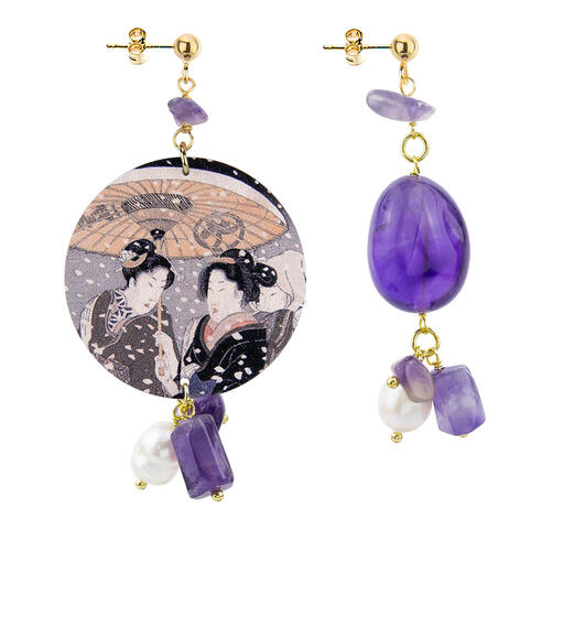 Orecchini Circle Classico Donne Ombrellino Viola - Lebole Maison