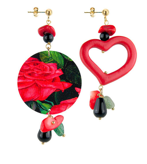 Orecchini Circle Classico Fiore Rosso Nero - Lebole Maison