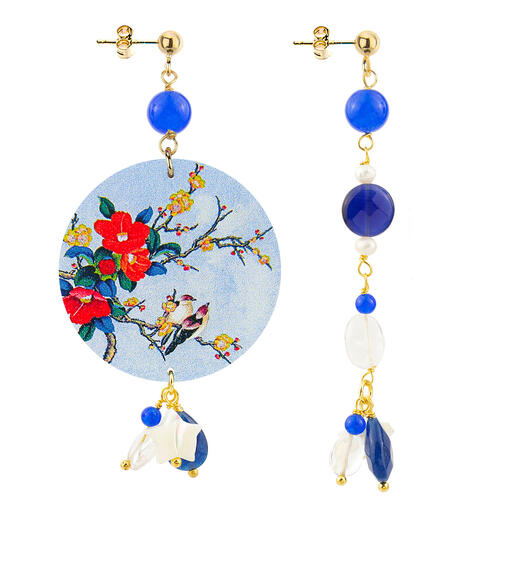 Orecchini Circle Classico Ramo Fiori Blu - Lebole Maison
