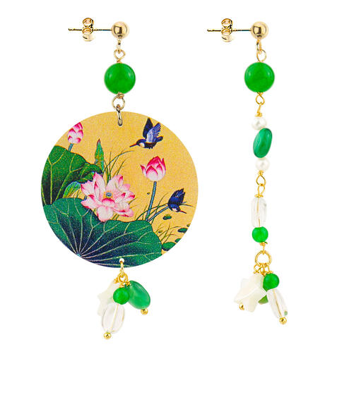 Orecchini Circle Classico Ramo Fiori Verde - Lebole Maison