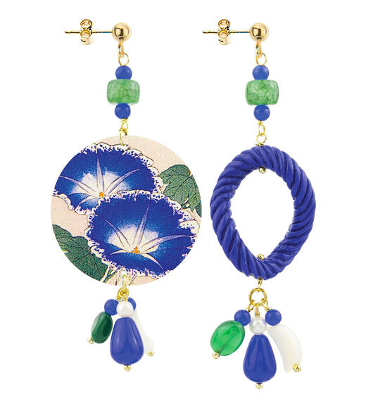 Orecchini Circle Piccolo Fiori Blu - Lebole Maison