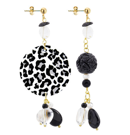 Orecchini Circle Piccolo Maculato Nero - Lebole Maison