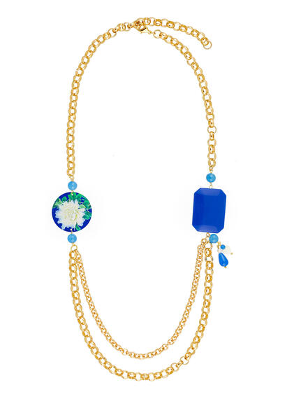 Collana Cirlce Fiore Bianco Classico Azzurro - Lebole Maison