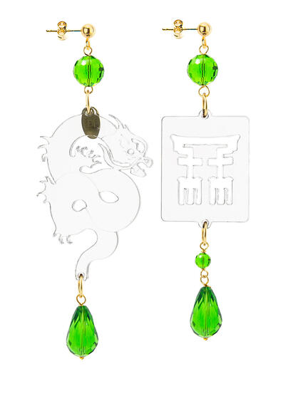 Orecchini Drago Plexi Trasparente Piccolo Verde Chiaro - Lebole Maison