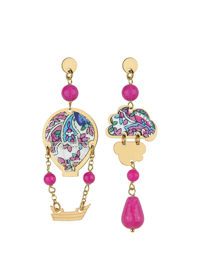 Mini Silver And Fabric Balloon Eaarings - Lebole Maison