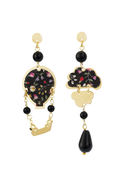 Mini Silver And Fabric Balloon Earrings - Lebole Maison