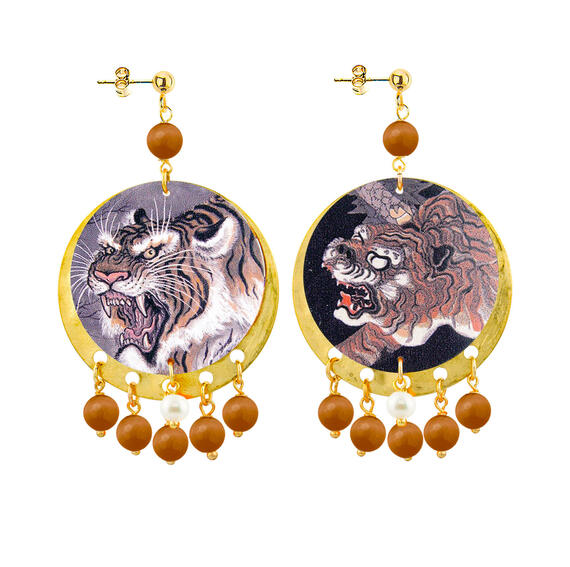 Orecchini Tigre Classico Marrone - Lebole Maison