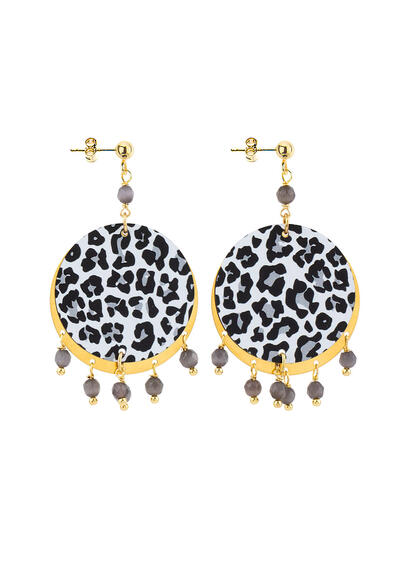 Orecchini Leopardato Piccolo Grigio Scuro - Lebole Maison