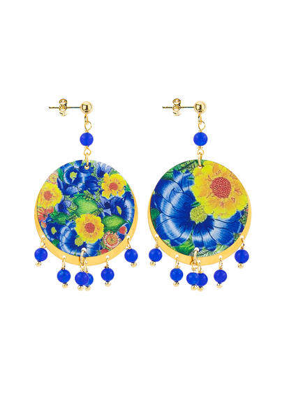 Orecchini Fiore Giallo Piccolo Blu - Lebole Maison