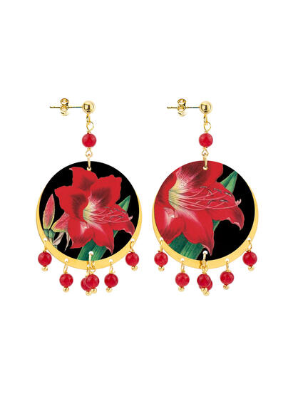 Orecchini Fiore Rosso Piccolo Rubino - Lebole Maison