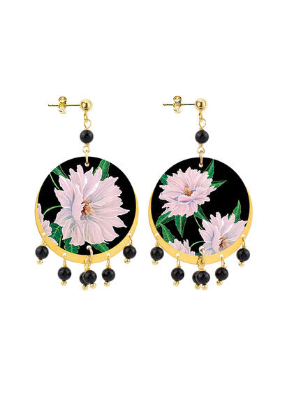 Orecchini Fiore Bianco Piccolo Nero - Lebole Maison
