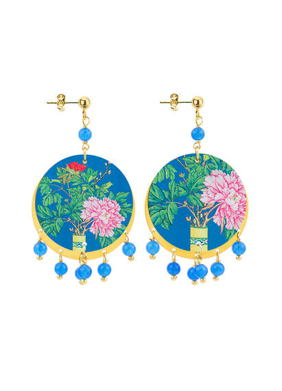 Orecchini Vaso Fiori Piccolo Azzurro - Lebole Maison