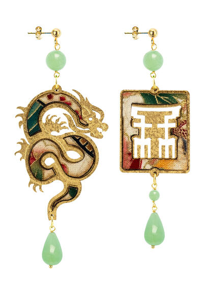 Orecchini Drago Oro Verde Giada - Lebole Maison