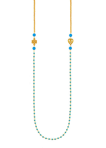 Long Heart And Infinity Purple Rosary Necklace - Lebole Maison