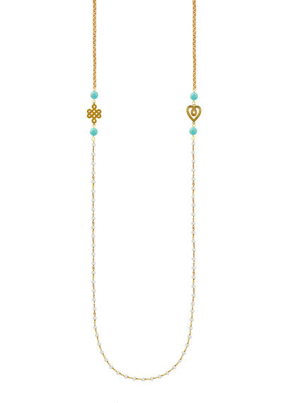 Collana Lunga Infinito E Cuore Rosario Turchese - Lebole Maison