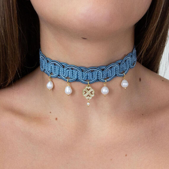 Long Infinity And Heart Green Rosary Necklace - Lebole Maison