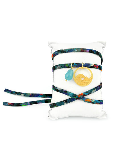 Bracciale Tessuto Fiori Onda Celeste Sfumato - Lebole Maison