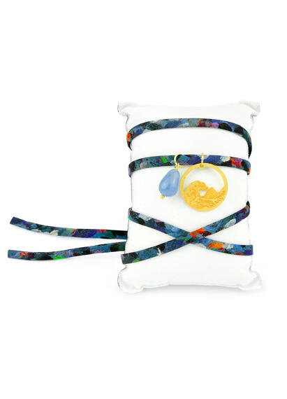 Bracciale/collana Tessuto Fiori Onda Celeste - Lebole Maison
