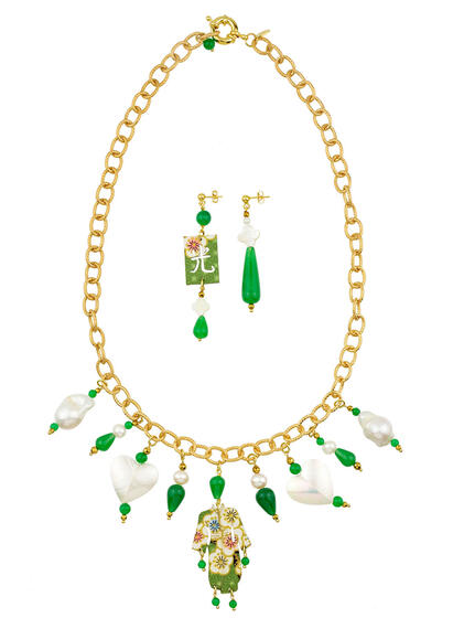 Parure Girocollo Kimono Solo Io Verde - Lebole Maison