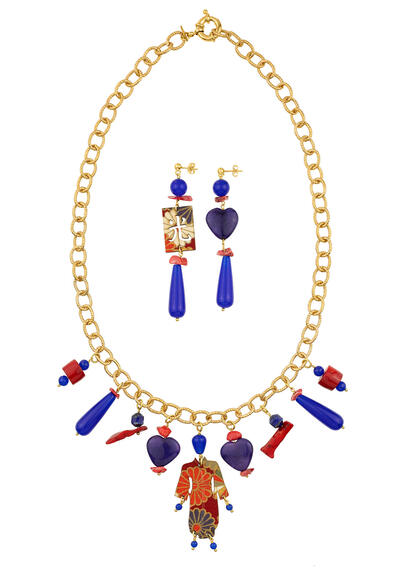 Parure Girocollo Kimono Solo Io Blu - Lebole Maison