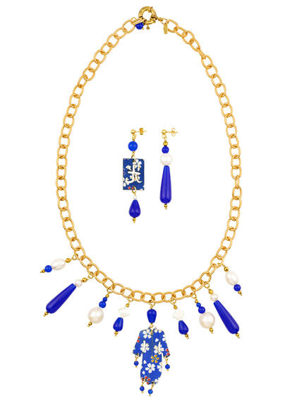 Parure Girocollo Kimono Solo Io Blu - Lebole Maison