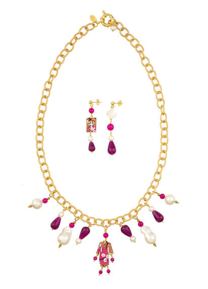 Parure Girocollo Kimono Mini Solo Io Fucsia - Lebole Maison