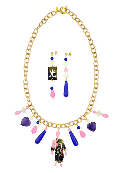 Parure Girocollo Kimono Solo Io Rosa Fluo - Lebole Maison
