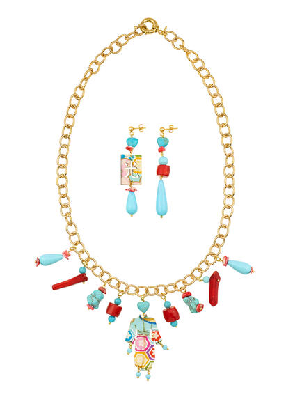 Parure Girocollo Kimono Solo Io Turchese - Lebole Maison
