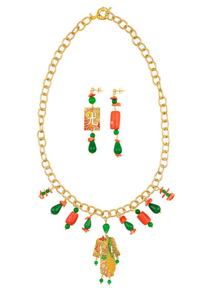 Parure Girocollo Kimono Solo Io Verde - Lebole Maison