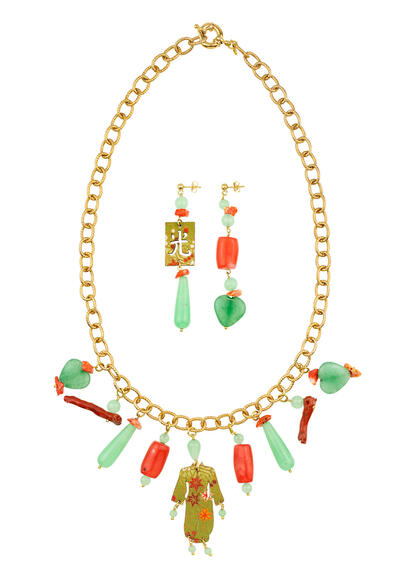Parure Girocollo Kimono Solo Io Verde Giada - Lebole Maison