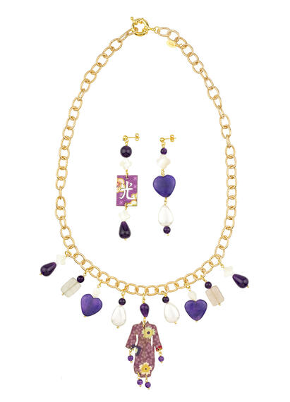 Parure Girocollo Kimono Solo Io Viola - Lebole Maison