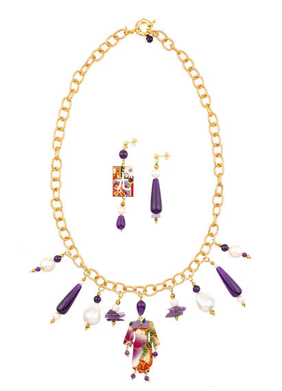 Parure Girocollo Kimono Solo Io Viola - Lebole Maison
