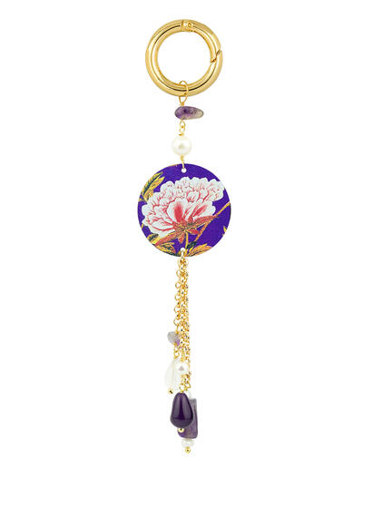 Charm Bag Fiore Bianco Piccolo Viola - Lebole Maison
