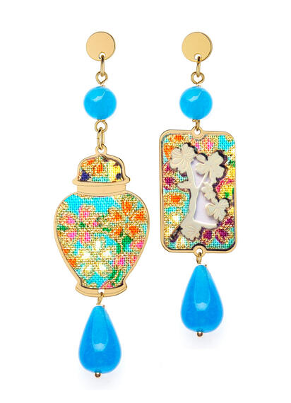 Orecchini Vaso Argento Mini Azzurro - Lebole Maison