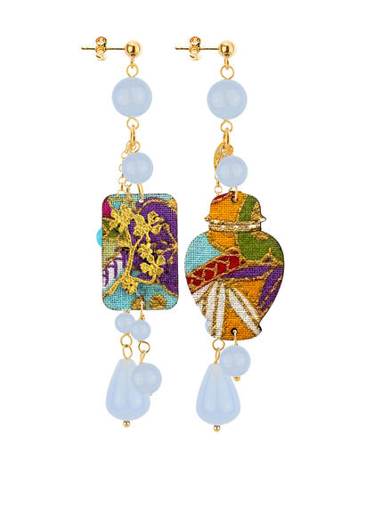 Light Blue Short Tuft Vase Earrings - Lebole Maison