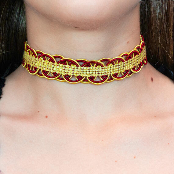 Choker Passamaneria Rosso E Oro - Lebole Maison