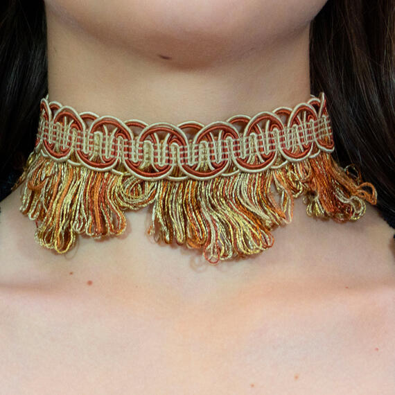 Choker Passamaneria Frange Marrone - Lebole Maison