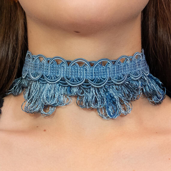 Choker Passamaneria Frange Celeste - Lebole Maison