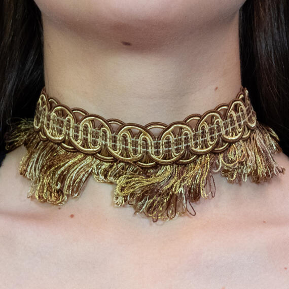 Choker Passamaneria Frange Marrone E Oro - Lebole Maison