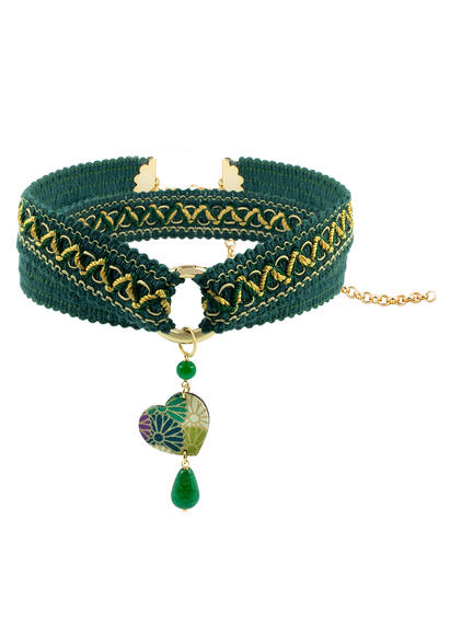Choker Passamaneria Cuore Mini Verde - Lebole Maison