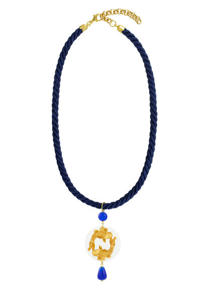 Collana Passamaneria Cordoncino Carpe Plexi Blu - Lebole Maison