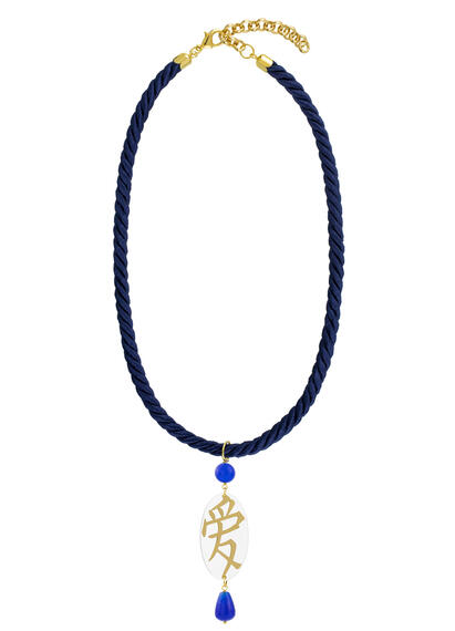 Collana Passamaneria Cordoncino Amore Plexi Blu - Lebole Maison