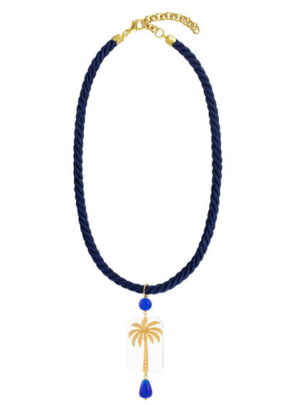 Collana Passamaneria Cordoncino Palma Plexi Blu - Lebole Maison