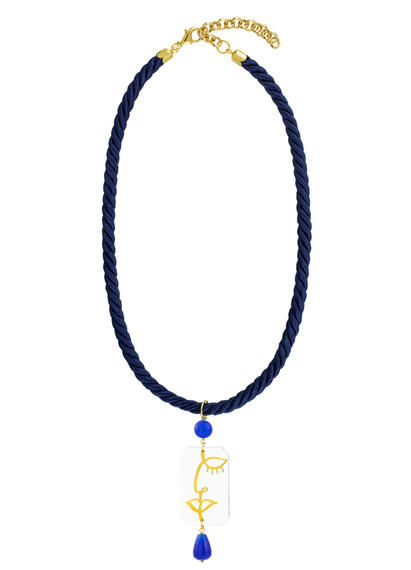 Collana Passamaneria Cordoncino Viso Plexi Blu - Lebole Maison