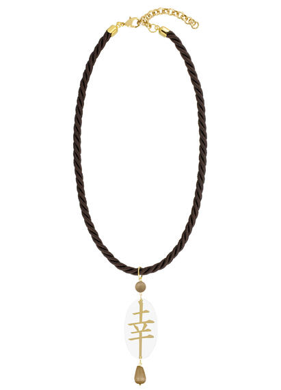 Collana Passamaneria Cordoncino Fortuna Plexi Marrone - Lebole Maison