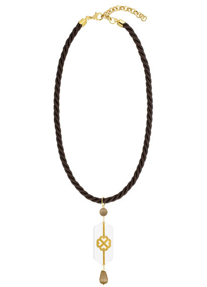Collana Passamaneria Cordoncino Quadrifoglio Plexi Marrone - Lebole Maison